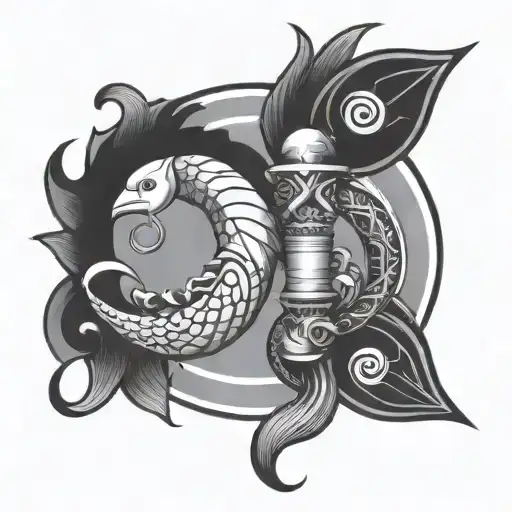 pisces libra zodiac sign intertwined tattoo design idea