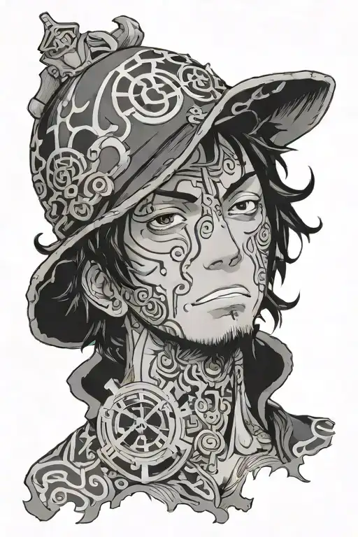 trafalgar law one piece anime character tattoo design idea