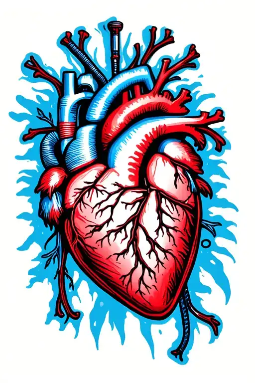 heart surgery survivor male abstract representation tattoo design idea