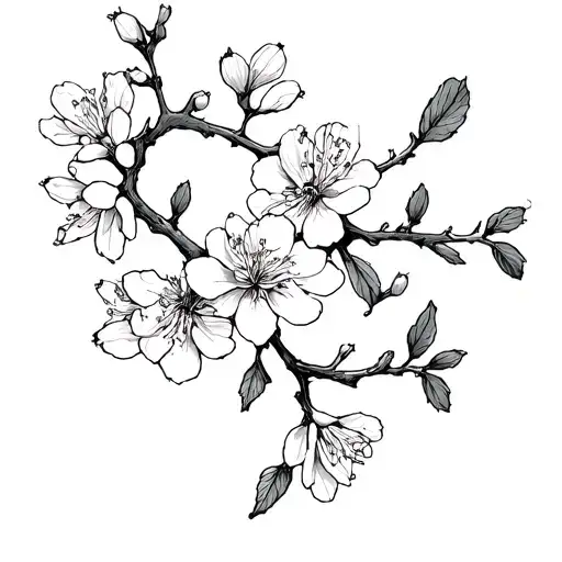 almond blossom branches tattoo design idea