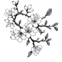 almond blossom branches tattoo design idea