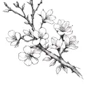 almond blossom branches tattoo design idea