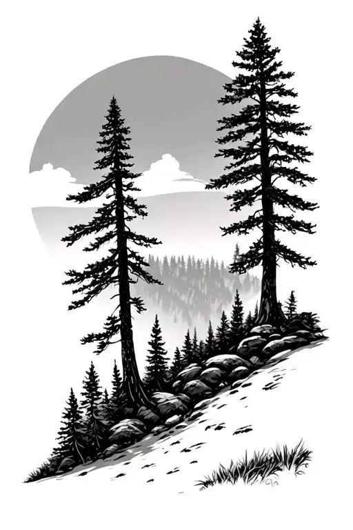 Nature Landscape North Idaho Woods tattoo design idea