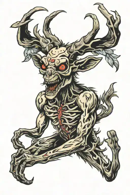 wendigo lurking tattoo design idea