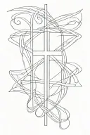 line cross with name written jamie tattoo design idea