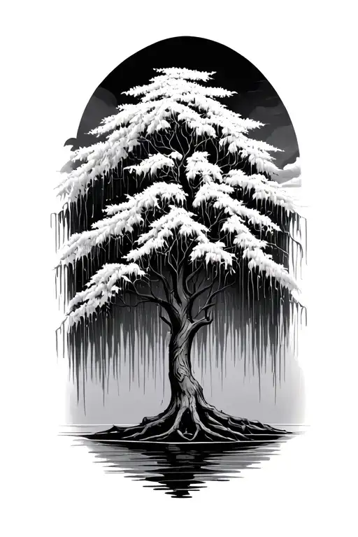 weeping Willow tree tattoo design idea