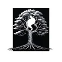 Half Dead Half Alive Tree tattoo design idea