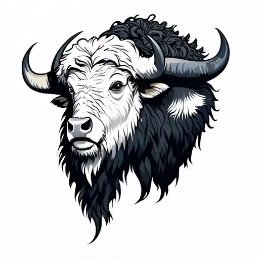 white Buffalo profile tattoo design idea