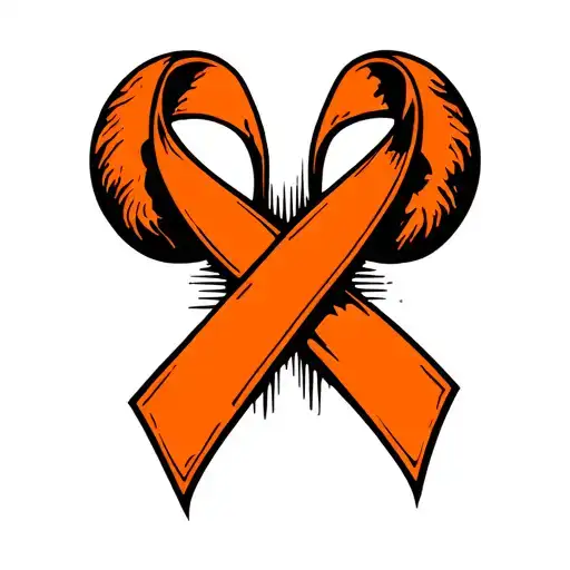 kidney cancer orange ribbon intertwined with geographic design tattoo design idea