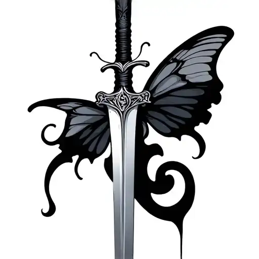 butterfly sword tattoo design idea