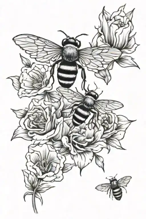 flowers bees mom baby comb spiderweb poppy flower gladiolus flower tattoo design idea