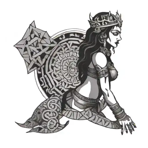 powerful kali goddess tattoo design idea