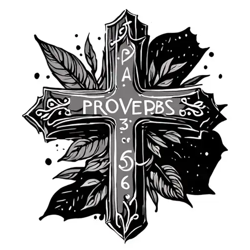 "Proverbs 3:5-6" minimal cross tattoo design tattoo design idea