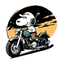 snoopy riding a motorcycle tattoo design idea