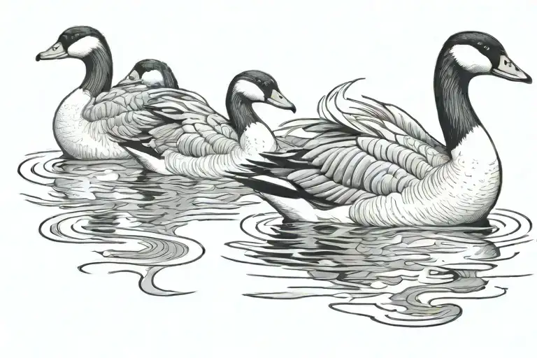 four swimming geese tattoo design idea