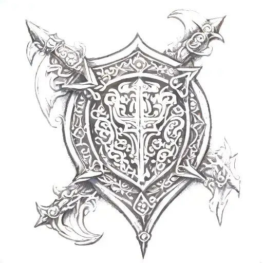 sofia warrior shield tattoo design idea