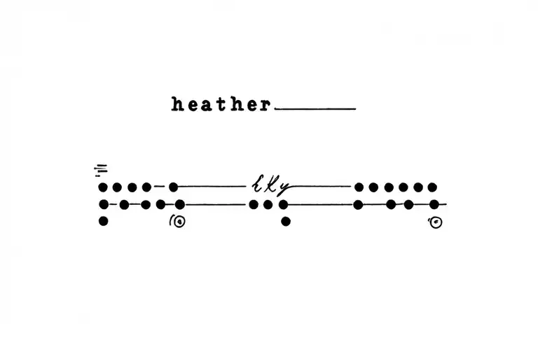 ".... . .- - .... . .-." three lines of morse code of the names heather, lily, and mary tattoo design idea