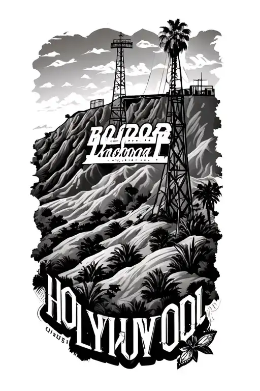 hollywood sign font tattoo design idea
