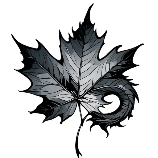 Autumn Leaf but has dragon merged tattoo design idea