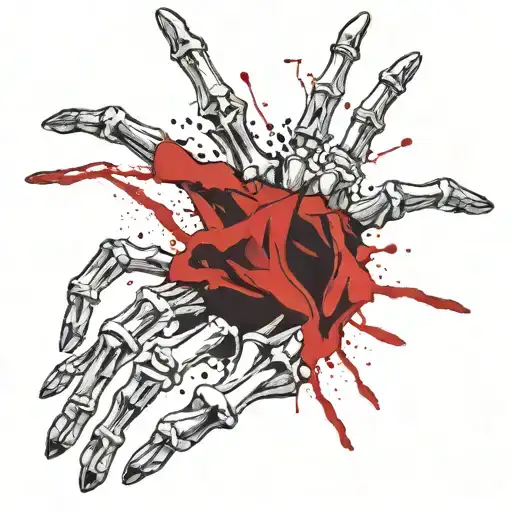 skeleton hand holding skin with fingers  tattoo design idea