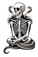snake skeleton sitting tattoo design idea