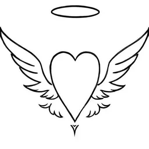 heart with wings horns halo and tail  tattoo design idea