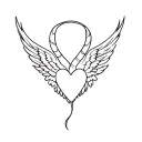 heart with wings horns halo and tail  tattoo design idea