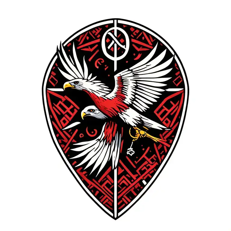 red kite flying with Viking symbol for family tattoo design idea