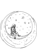 astronaut riding moon surrounded tattoo design idea