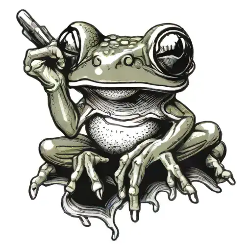 tree frog holding middle finger up  tattoo design idea