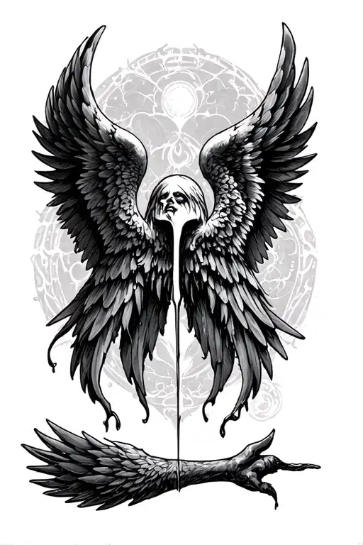 Lúcifer's last tear and fallen angel wings tattoo design idea