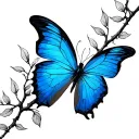 willow tree branches forming a blue butterfly made tattoo design idea