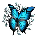 willow tree branches forming a blue butterfly made tattoo design idea
