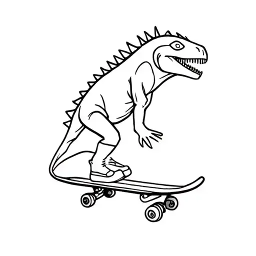 dinausore on skate board tattoo design idea