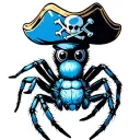 blue jumping spider wearing a pirate hat tattoo design idea