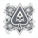 ace of spades with an infinity symbol ace melting into infinity for over eyebrow and temple tattoo design idea