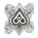 ace of spades with an infinity symbol ace melting into infinity for over eyebrow and temple tattoo design idea