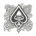 ace of spades with an infinity symbol ace melting into infinity for over eyebrow and temple tattoo design idea