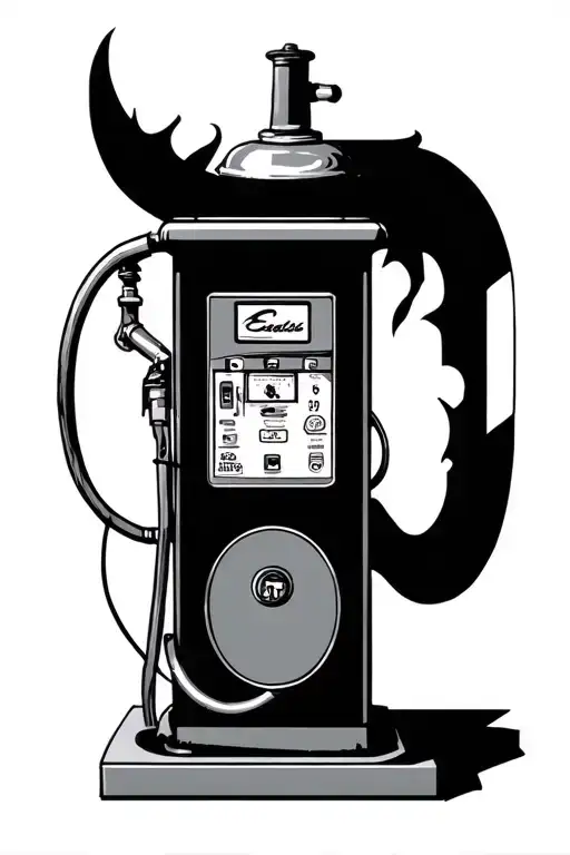 oil and gas pump surrounded tattoo design idea