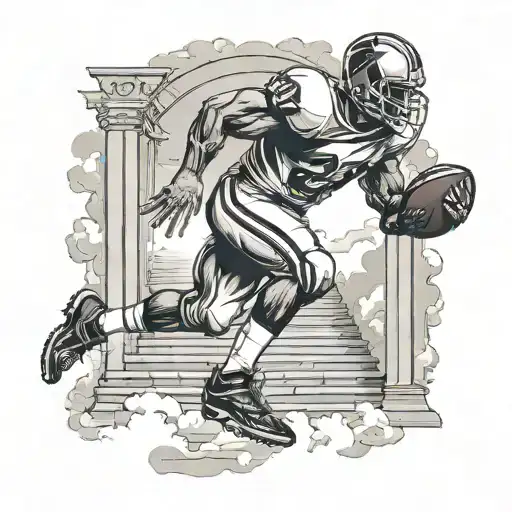 American football player stair way to heaven gates tattoo design idea