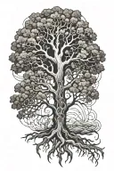 tree half alive half dead tattoo design idea