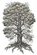 tree half alive half dead tattoo design idea