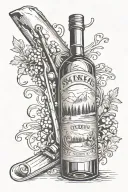 skiing wine bottle tattoo design idea