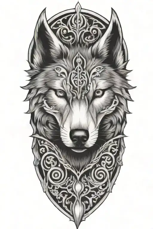 wolf head on a black tattoo design idea