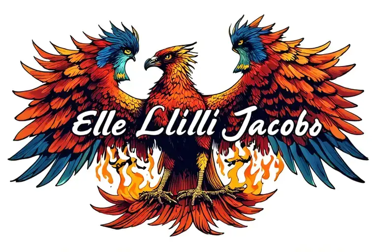 "Elle Lilli Jacob" Phoenix rising from the ashes tattoo design idea