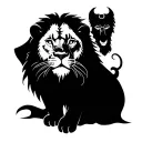 SCARRED LION PROTECTING CUB tattoo design idea