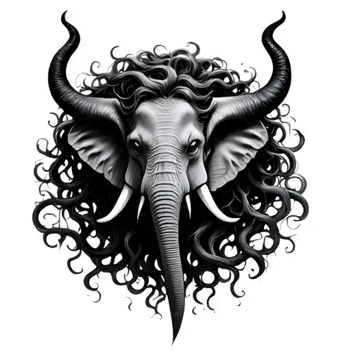 poison tree, elephant, Medusa head, maleficent horns tattoo design idea