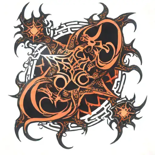demonic womb tribal tattoo like stars tattoo design idea