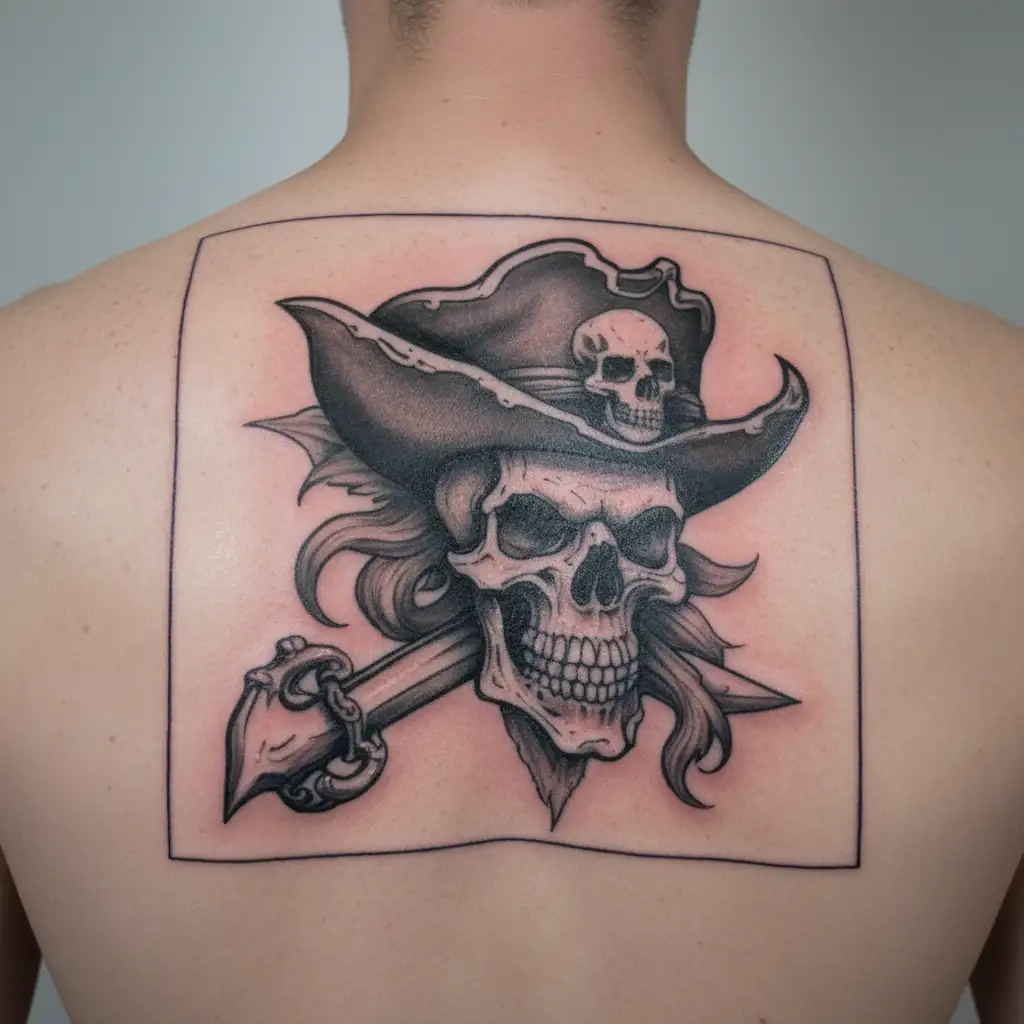 a cheese pirate skull tattoo design idea
