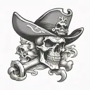a cheese pirate skull tattoo design idea